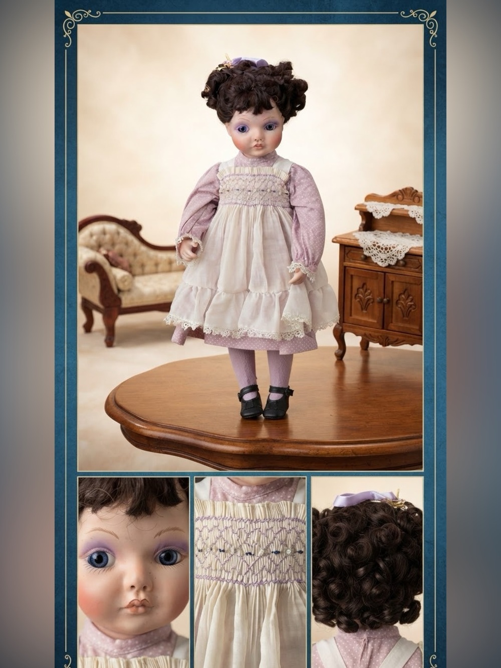 Vintage Doll Purple Dress Collectible Figurine Home Art  Shy Violet by Kay McKee